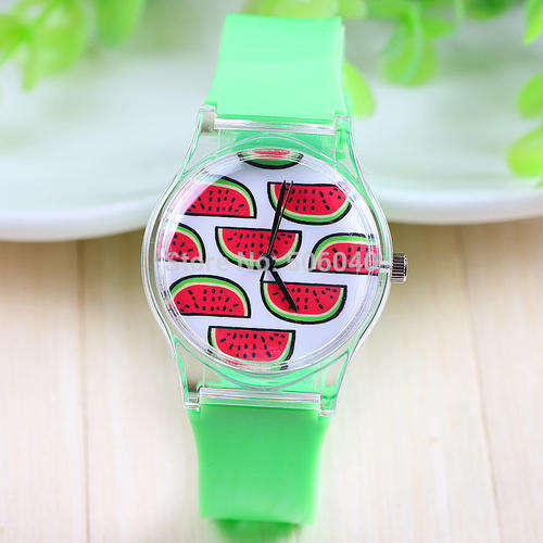 Jelly Silicone Transparent Funky Quartz Watch - Watermelon